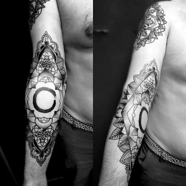 Masculine Circle Inner Forearm Guys Tattoos