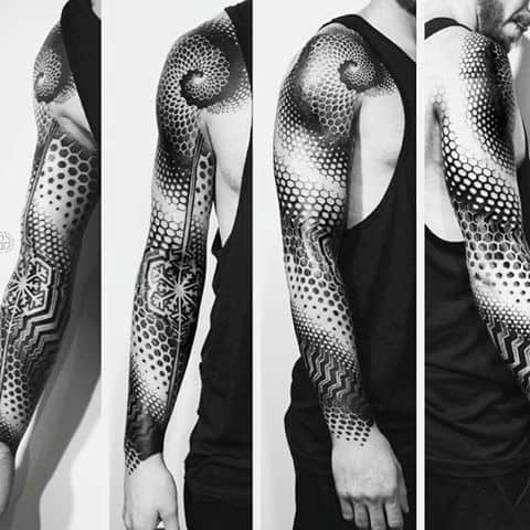 Masculine Circles And Dots Geometric Sleeve Tattoos For Men