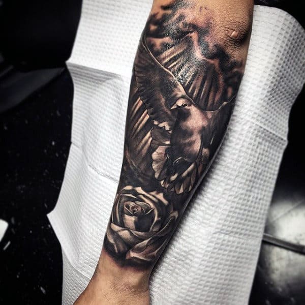 Masculine Dove Tattoos On Wrist For Males