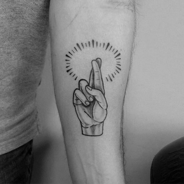 Masculine Fingers Crossed Tattoos For Men Inner Forearms