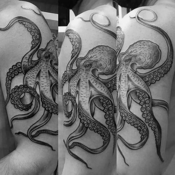 Masculine Floating Octopus Arm Tattoo For Guys