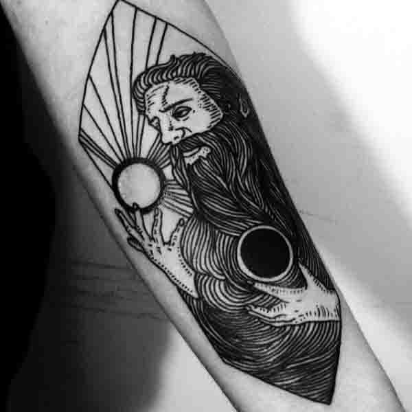 Masculine Forearm Mens Sun Moon Tattoo