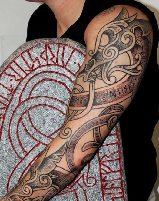 Masculine Full Arm Mens Nordic Runes Tattoo