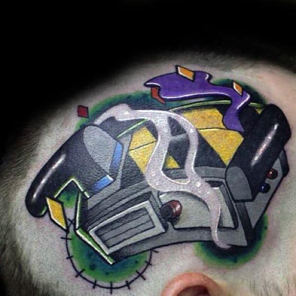 Masculine Ghostbusters New School Head Tattoos For Men