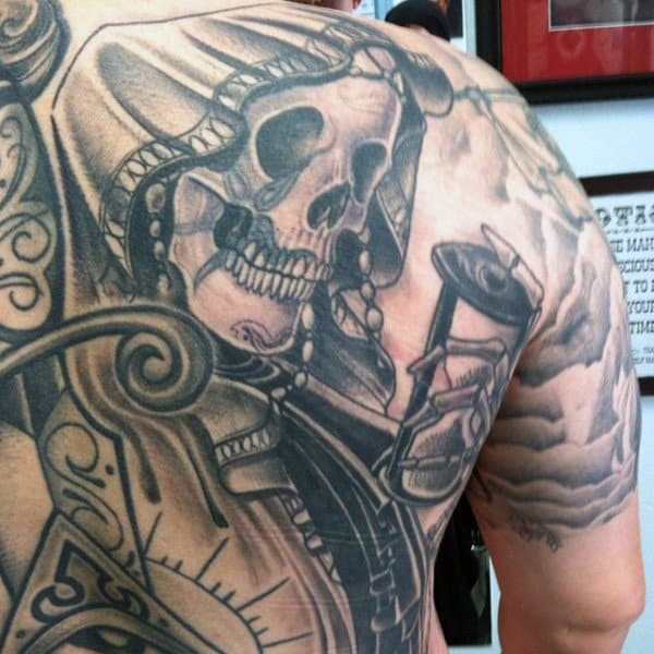 Masculine Grim Reaper Back Tattoos