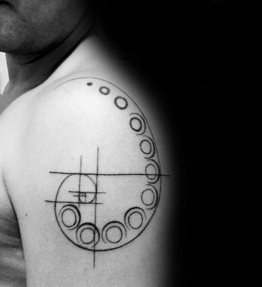 Masculine Guys Circles Fibonacci Spiral Geometric Upper Arm Tattoos