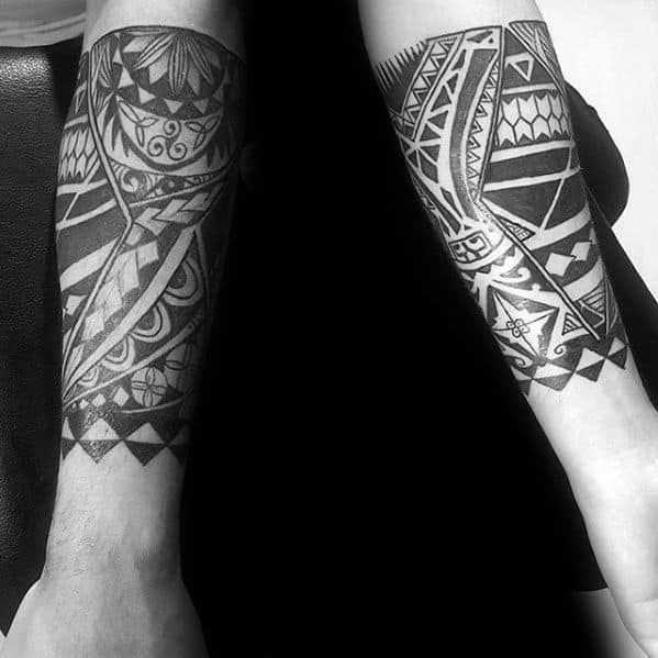 Masculine Guys Forearm Band Tribal Polynesian Tattoo Ideas