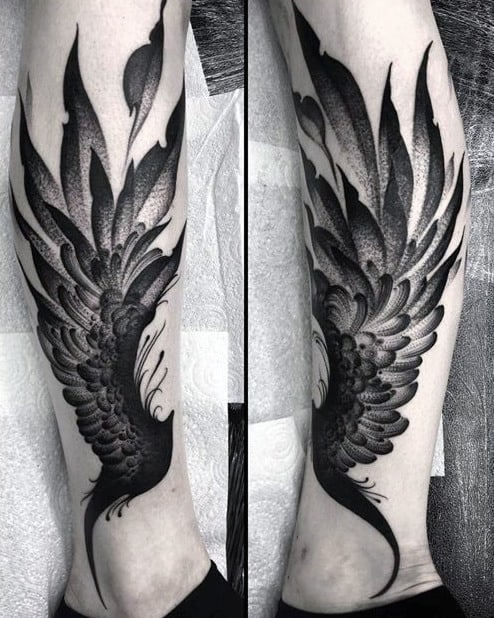 Masculine Guys Hermes Leg Wing Tattoos