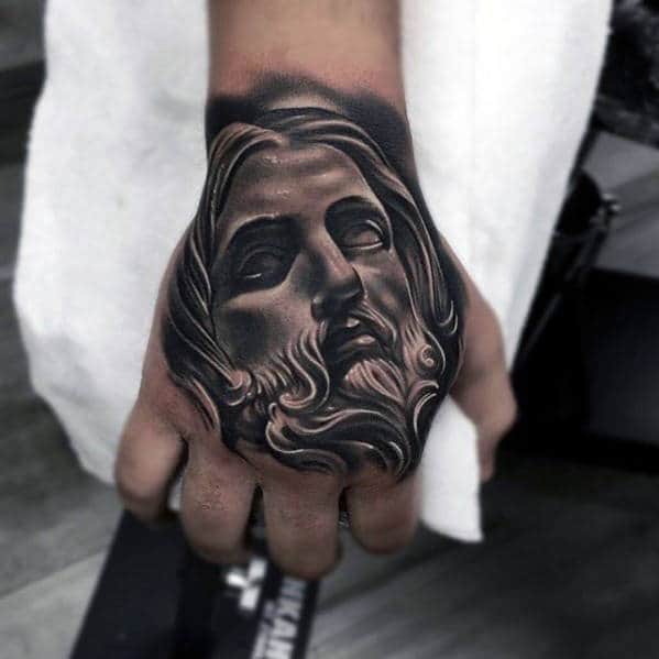Masculine Guys Jesus Hand Tattoos
