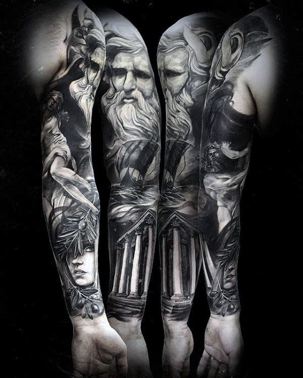 Masculine Guys Odin Themed Full Sleeve Tattoos