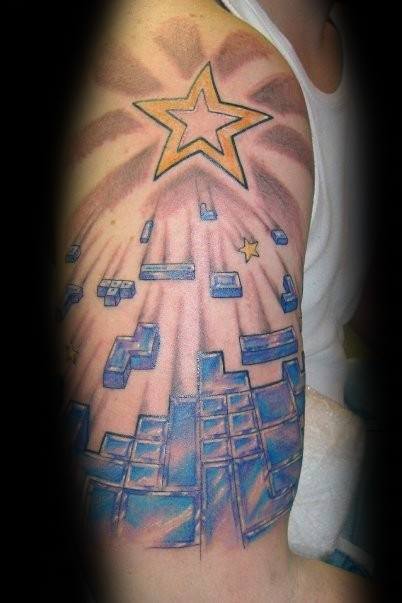 Masculine Half Sleeve Tetris Tattoos For Men