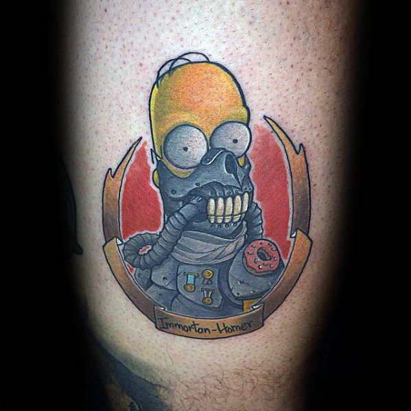 Masculine Homer Simpson Tattoos For Men On Leg