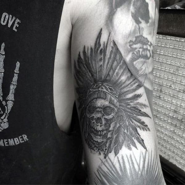 Masculine Indian Skull Inner Arm Mens Tattoos