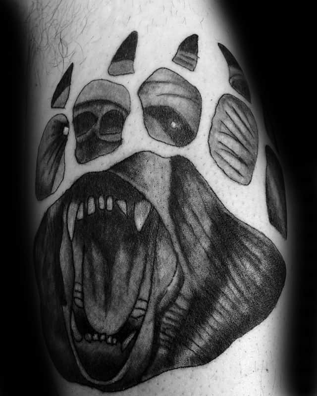 Masculine Inner Arm Bear Claw Tattoo With Black And Grey Shaded Ink