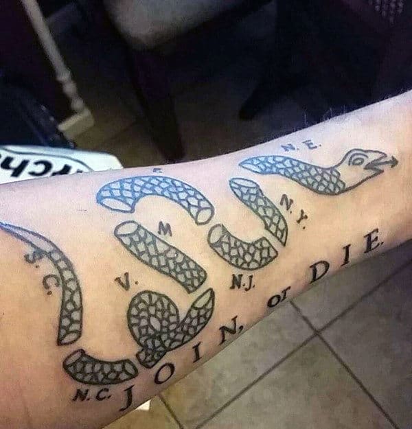 Masculine Join Or Die Forearm Tattoos For Guys