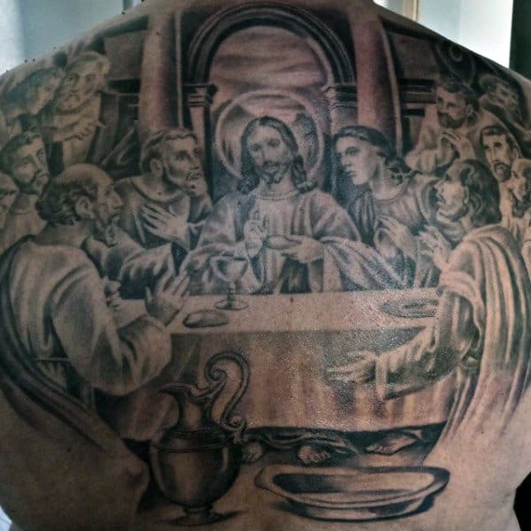 Masculine Last Supper Mens Full Back Tattoos Realistic