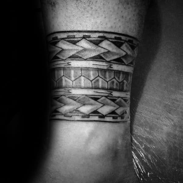 Masculine Leg Band Polynesian Tattoos For Gentlemen