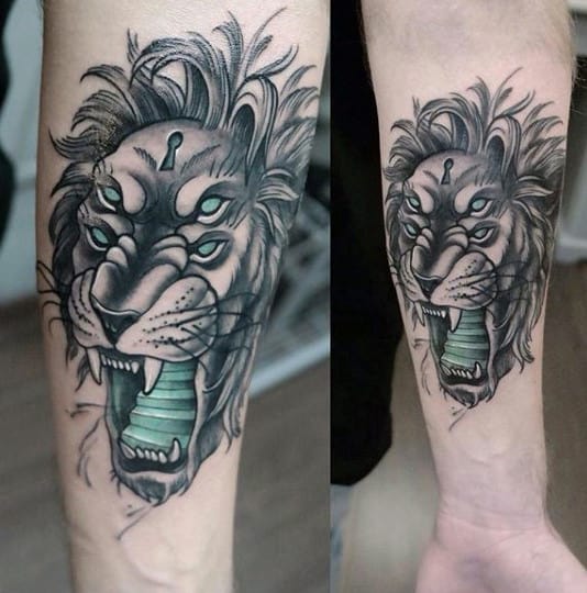 Masculine Lion Forearm Tattoos