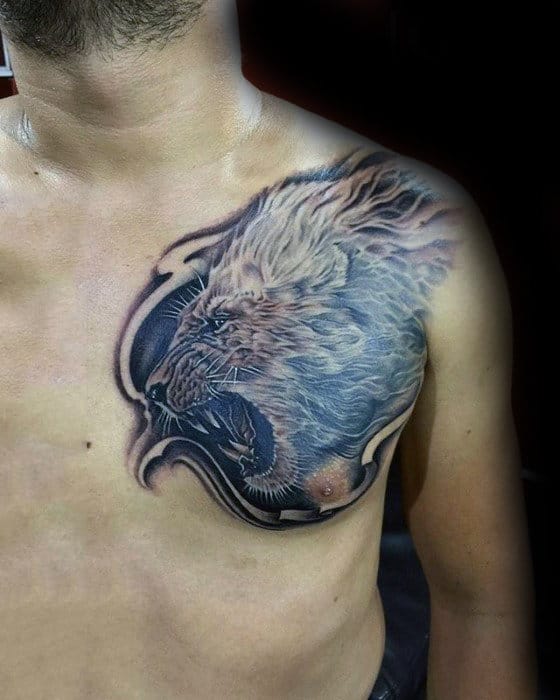 Masculine Lion Shoulder Tattoo Designs For Men