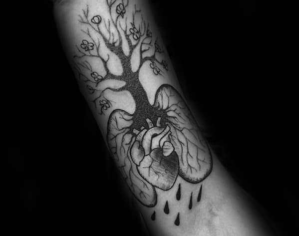 Masculine Lung Tree Forearm Tattoos For Men