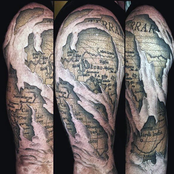 Masculine Male Map Tattoo Ideas
