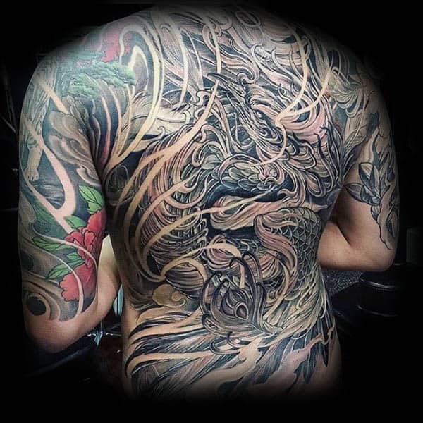 Masculine Male Phoenix Full Back Tattoo Inspiration