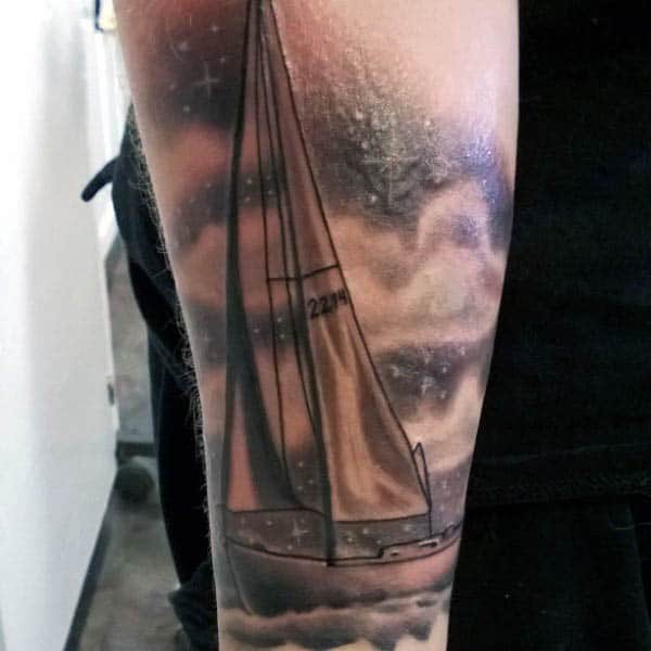 Masculine Male Sailboat Tattoo Design Ideas