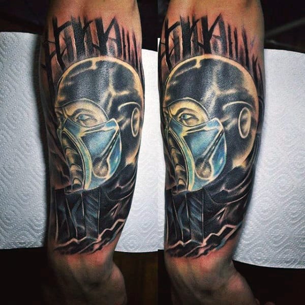 Masculine Male Sub Zero Mortal Kombat Tattoos On Forearms