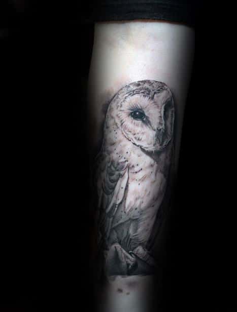 Masculine Male Tattoo Of Barn Owl On Forearms