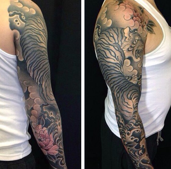 Masculine Male Tattoo Of Tigers
