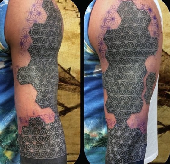 Masculine Mens 3d White Ink Sleeve Tattoo