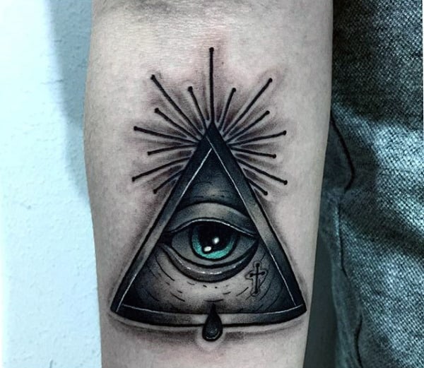 Masculine Mens All Seeing Eye 3d Pyramid Inner Forearm Tattoo