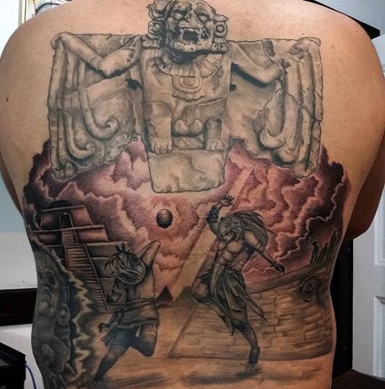 Masculine Men's Aztec Full Back Tattoos