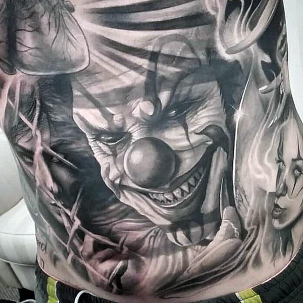 Masculine Mens Clown Chicano Full Chest Tattoos