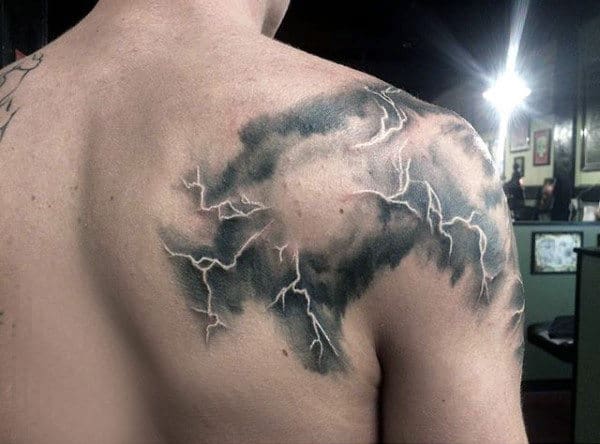 Masculine Mens Lightning Tattoos On Shoulder