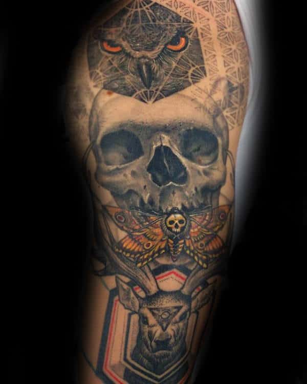 Masculine Mens Moth Arm Tattoo Ideas
