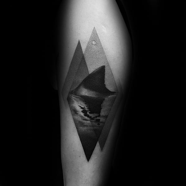 Masculine Mens Shark Fin Thigh Tattoo Designs
