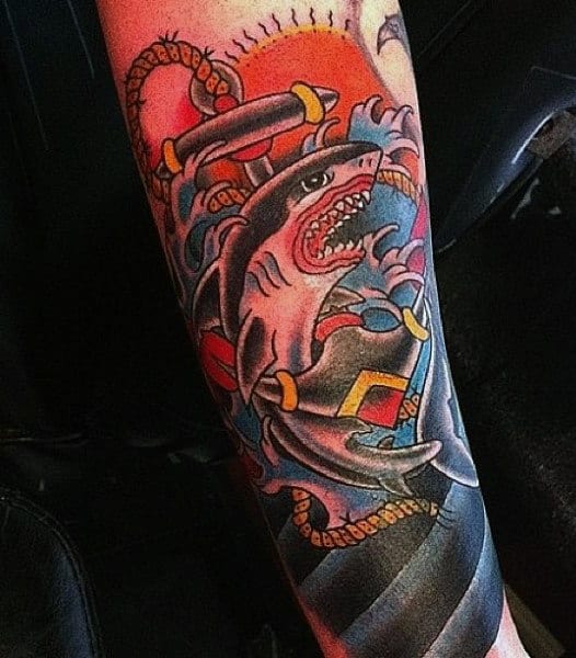 Masculine Men's Shark Tattoo Sleeve