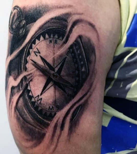 Masculine Men's Simple Compass Tattoos