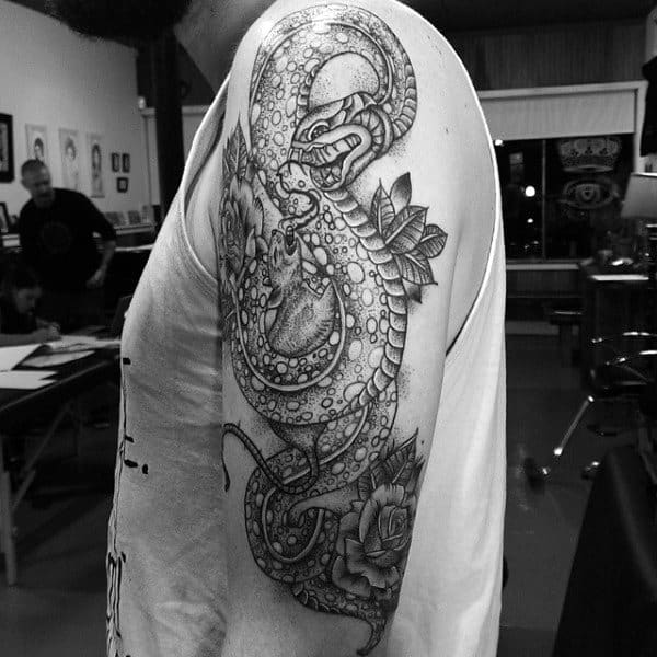 Masculine Mens Snake And Rat Arm Tattoo Designs