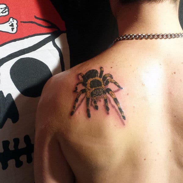 Masculine Mens Tarantula Shoulder Blade Tattoos