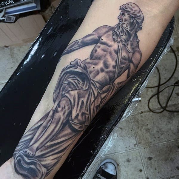 Masculine Men's Tattoos Of Greek Gods On Wrist And Forearm