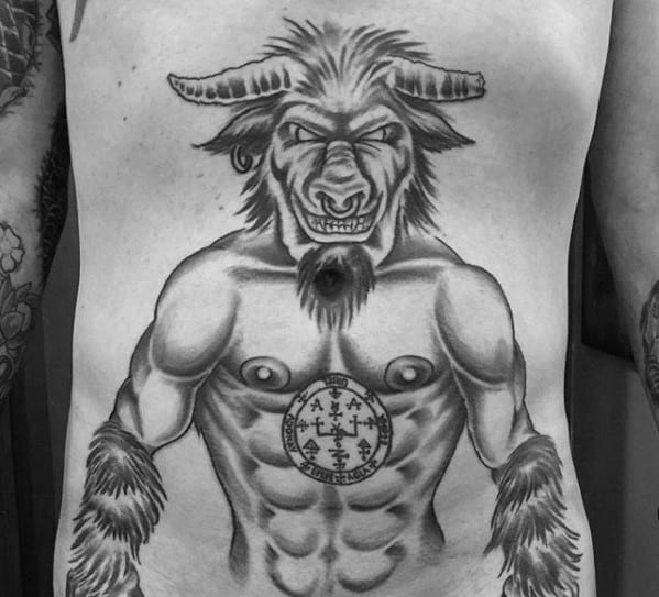 Masculine Minotaur Tattoos For Men On Chest And Stomach
