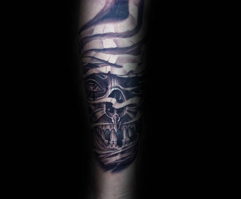 Masculine Mummy Male 3d Forearm Tattoo Design Inspiration