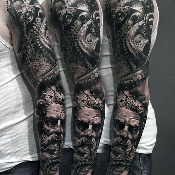 Masculine Octopus Greek God Mens Sleeve Tattoos