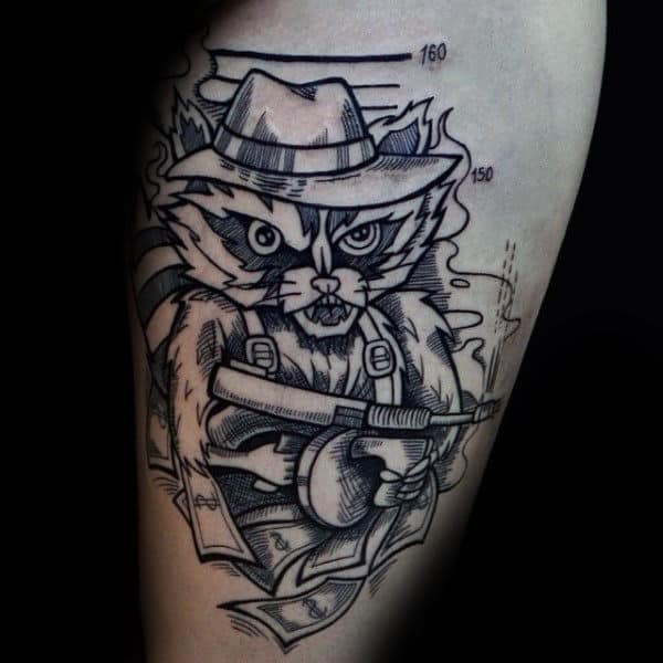 Masculine Raccoon Mobster Guys Arm Tattoo