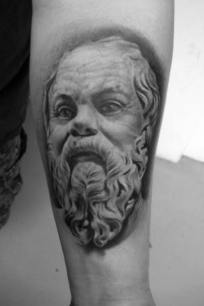 Masculine Realistic Inner Forearm Socrates Tattoos For Men