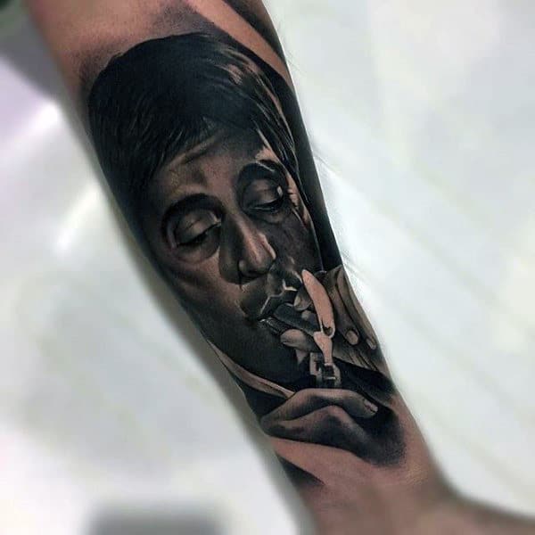 Masculine Realistic Male 3d Scarface Tattoo Design Ideas