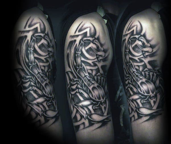 Masculine Scorpio Upper Arm Tattoo Inspiration