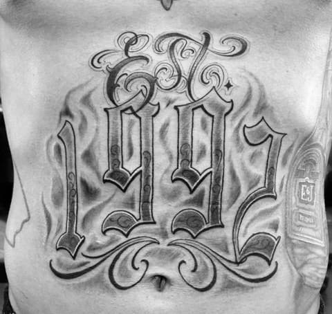 Masculine Script Est 1992 Mens Lower Chest Tattoo
